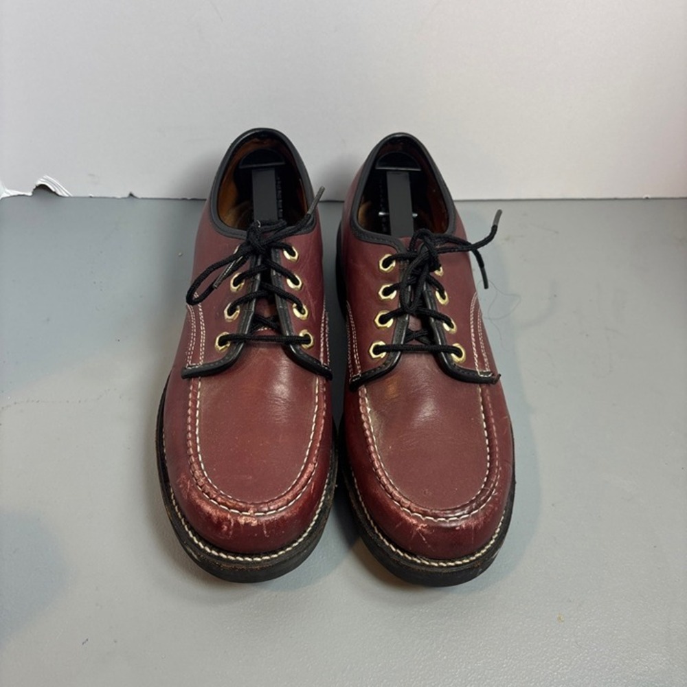 Vintage Moc Toe Oxford Shoes Mens 9D‎ Burgundy Leather Workwear Heritage Korea